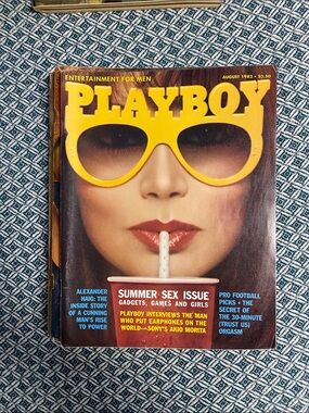 1982 PLAYBOY Cover with Yellow Sunglasses and Red Lips